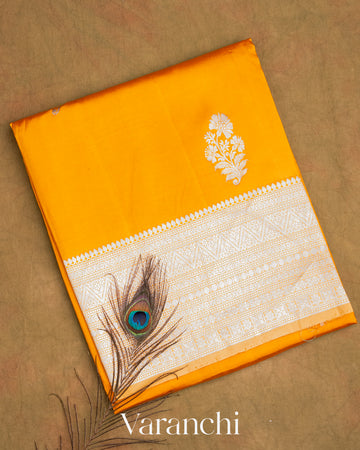 Deep Turmeric Yellow Pure Raw Mango Silk Handloom Saree