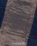 Navy Blue Checkered Pure Katan Silk Saree