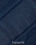 Navy Blue Checkered Pure Katan Silk Saree