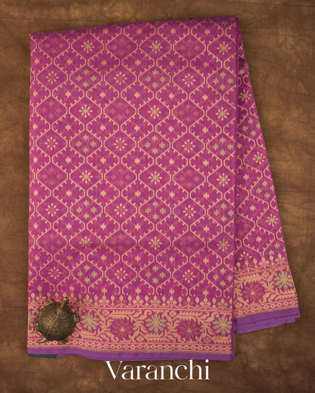 Onion Pink Jamdani Pure Kora Silk Cotton Saree