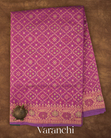 Onion Pink Jamdani Pure Kora Silk Cotton Saree