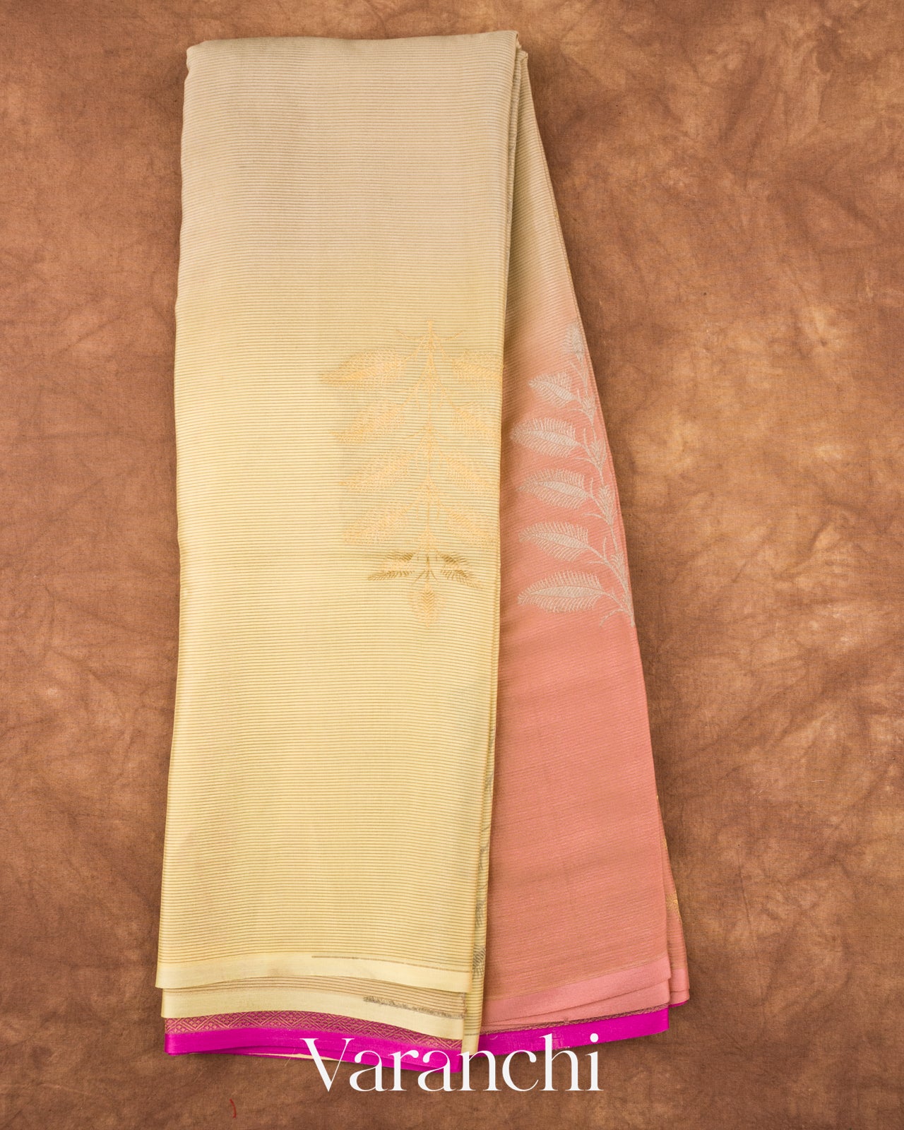 Light Yellow Ombre Pure Mysore Crepe Silk Saree