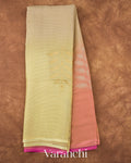 Peach and Light Yellow Ombre-dyed Pure Mysore Crepe Silk Saree