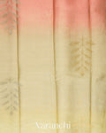 Peach and Light Yellow Ombre-dyed Pure Mysore Crepe Silk Saree