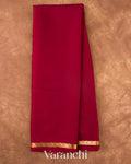 Deep Red Pure Mysore Crepe Silk Saree