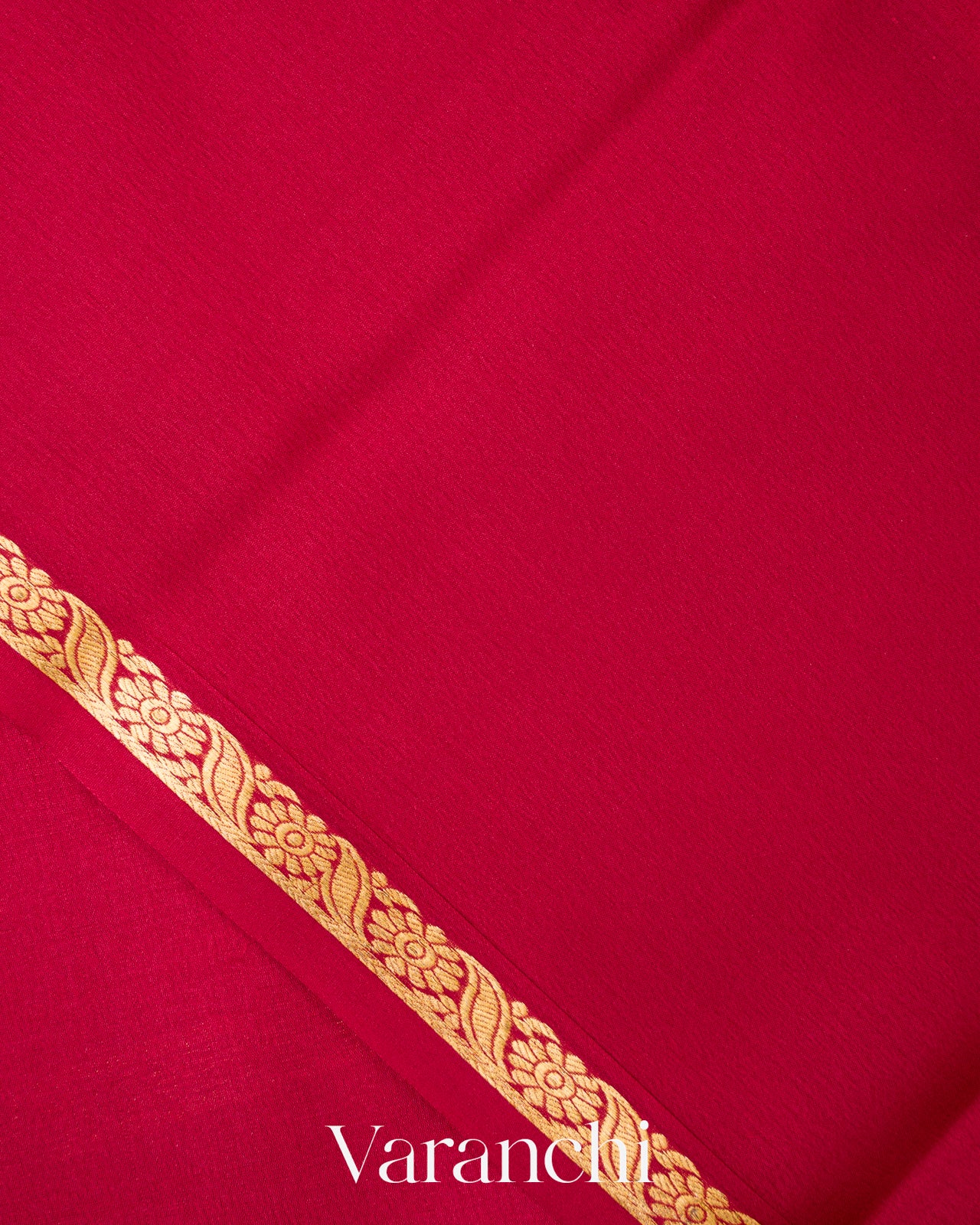 Deep Red Pure Mysore Crepe Silk Saree