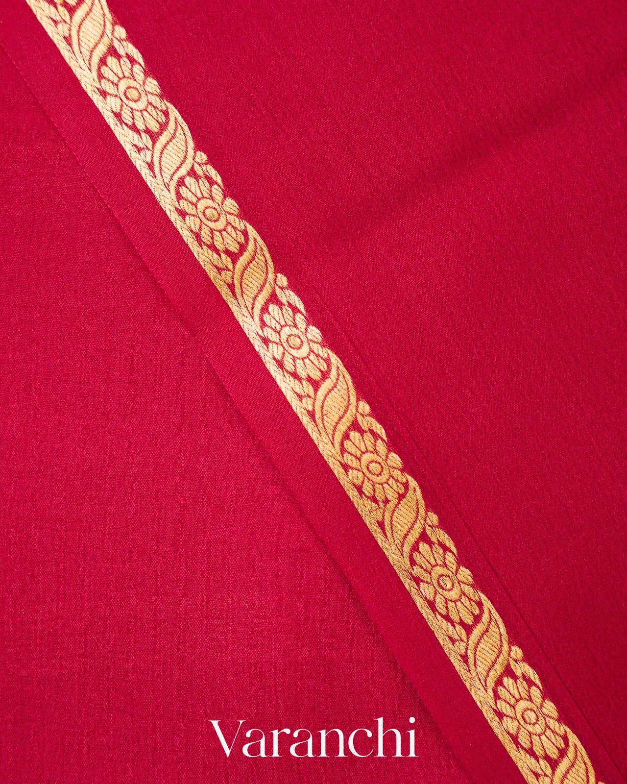 Deep Red Pure Mysore Crepe Silk Saree