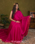 Rani Pink Pure Mysore Crepe Silk Saree