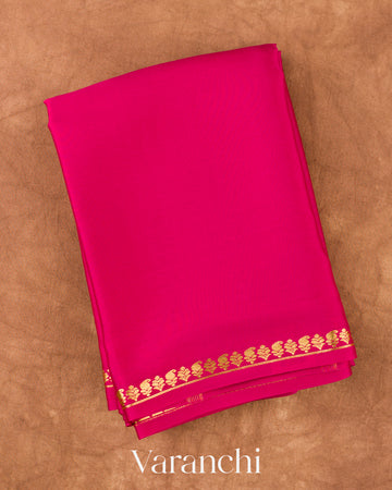 Rani Pink Pure Mysore Crepe Silk Saree