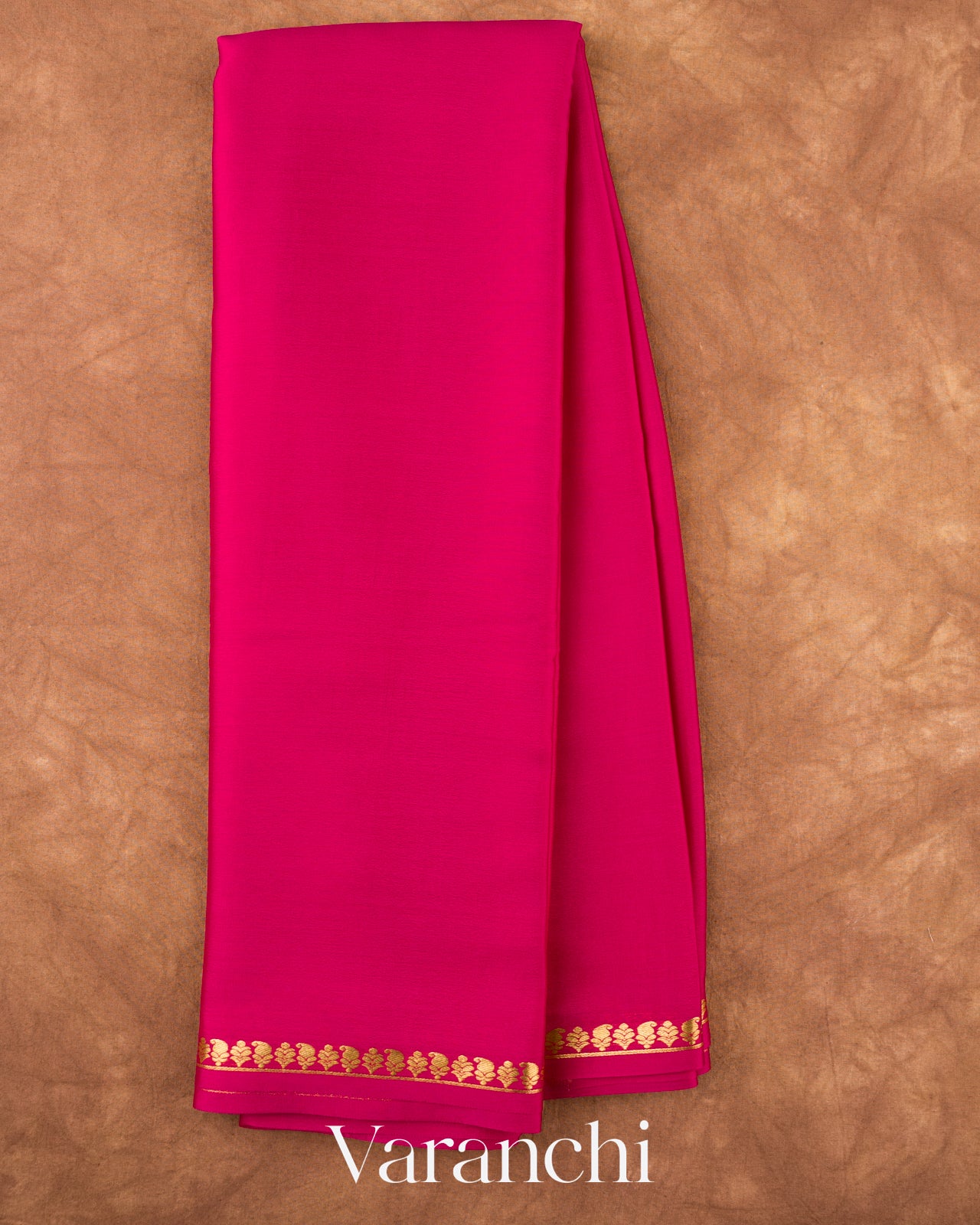 Rani Pink Pure Mysore Crepe Silk Saree
