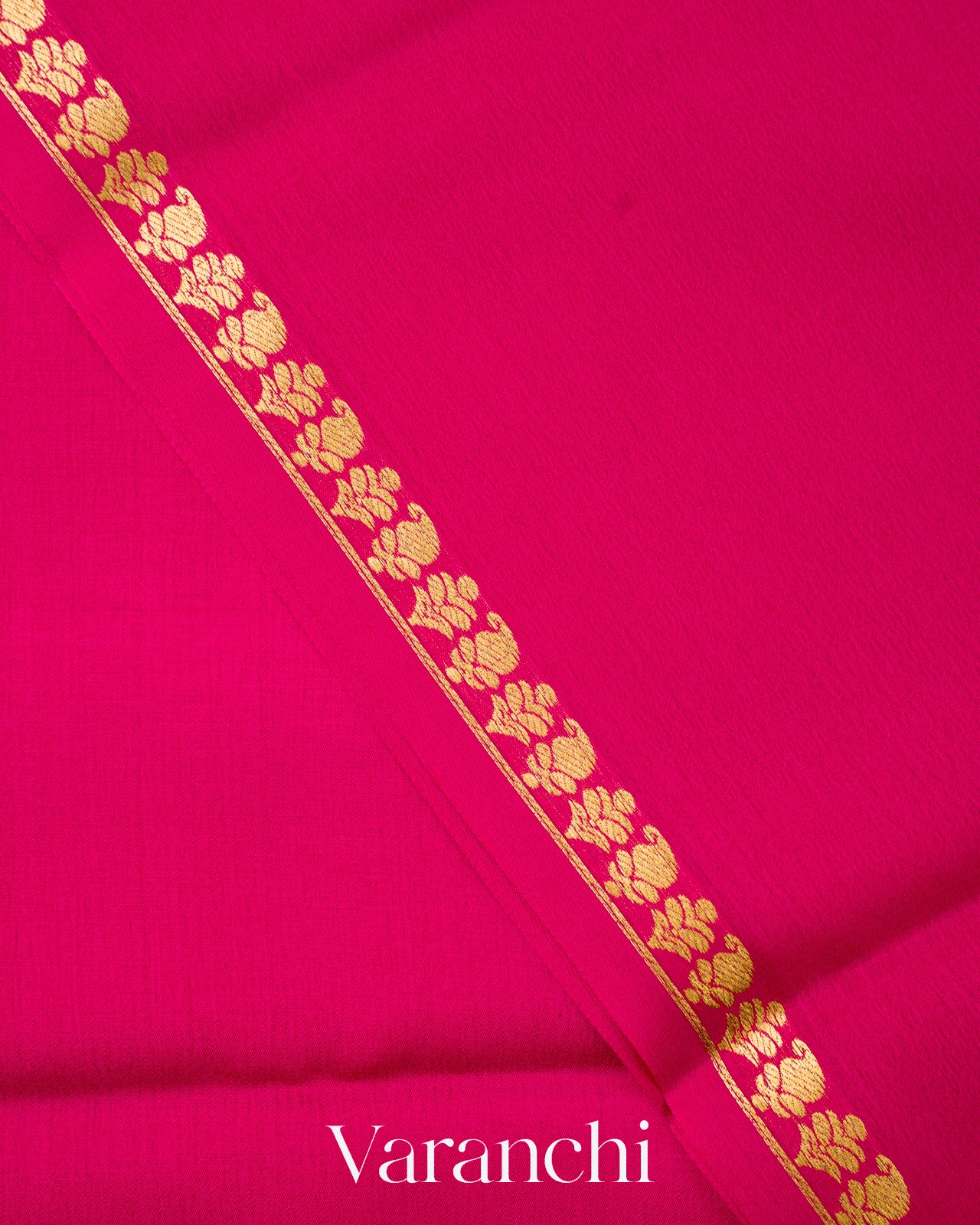 Rani Pink Pure Mysore Crepe Silk Saree