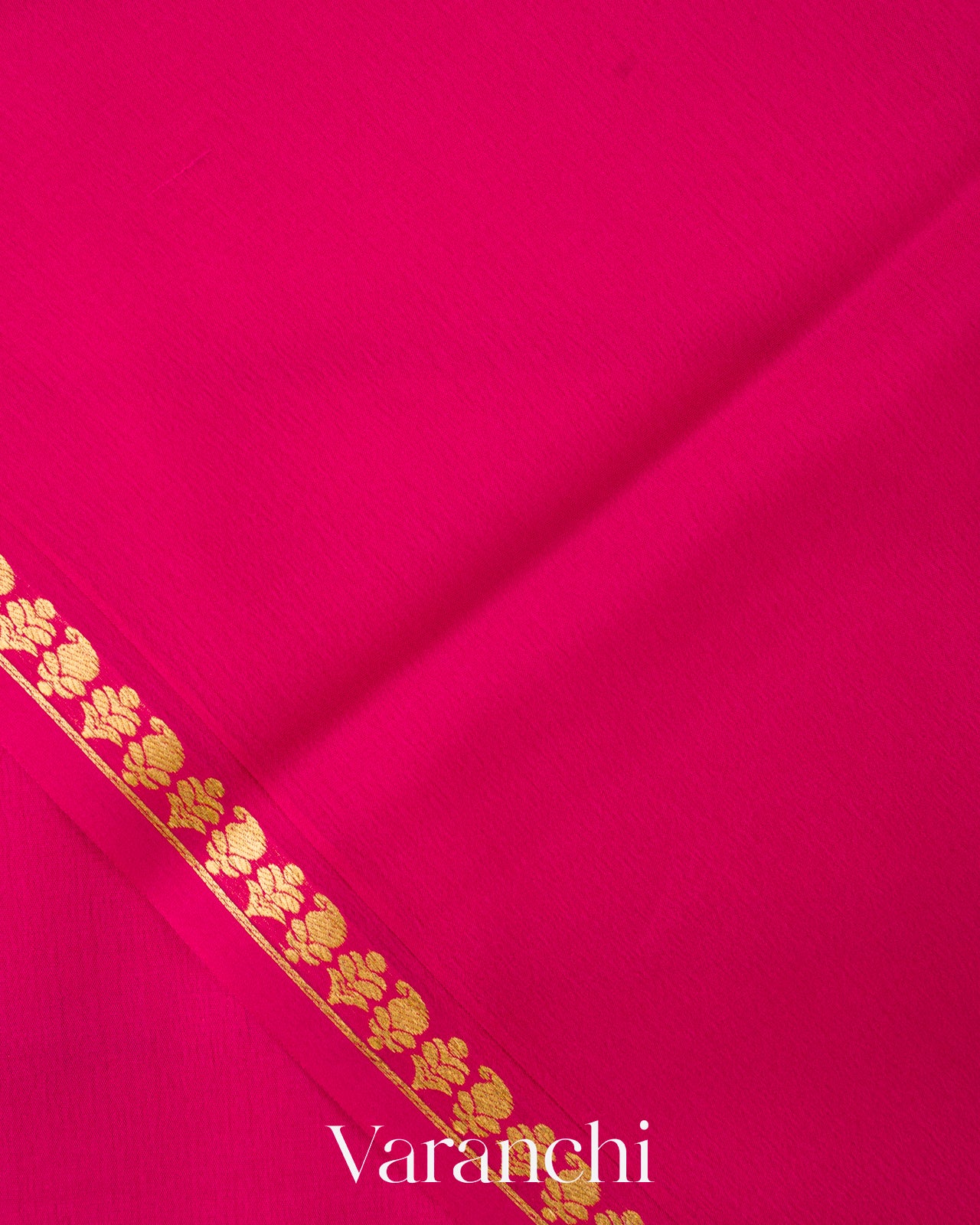 Rani Pink Pure Mysore Crepe Silk Saree