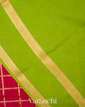Maroon Checkered Pure Mysore Crepe Silk Saree
