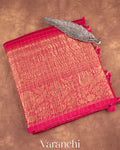 Reddish Pink Pure Crush Kora Silk Saree 