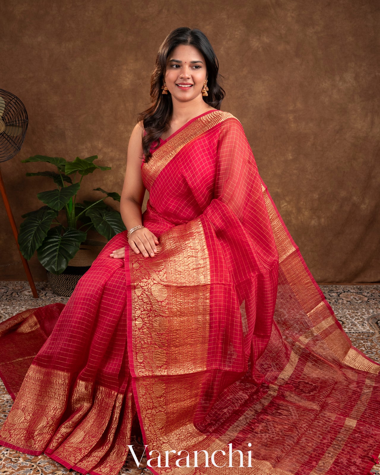 Reddish Pink Pure Crush Kora Silk Saree 