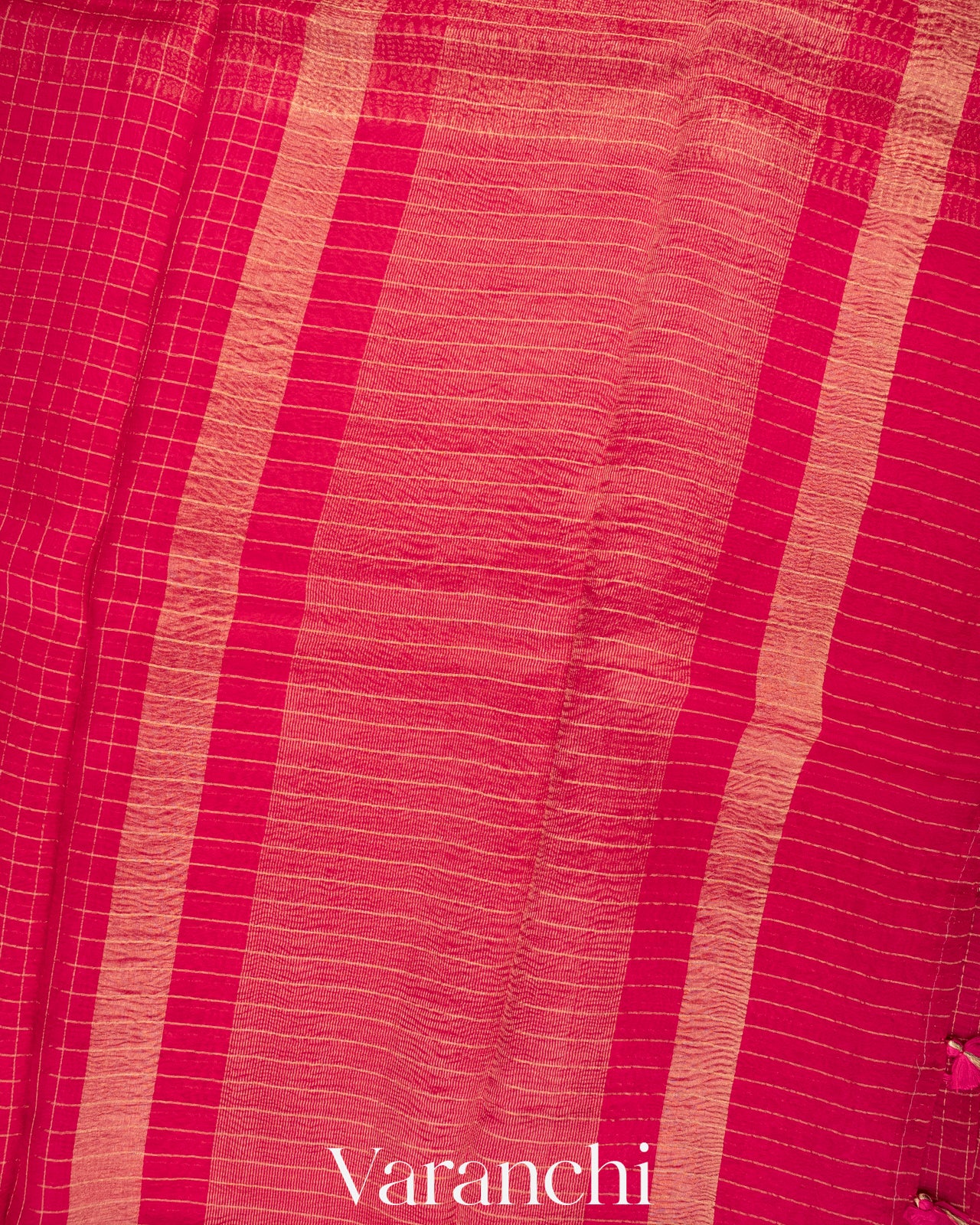 Reddish Pink Pure Crush Kora Silk Saree 