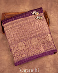 Deep Wine Purple Pure Crush Kora Silk Saree 