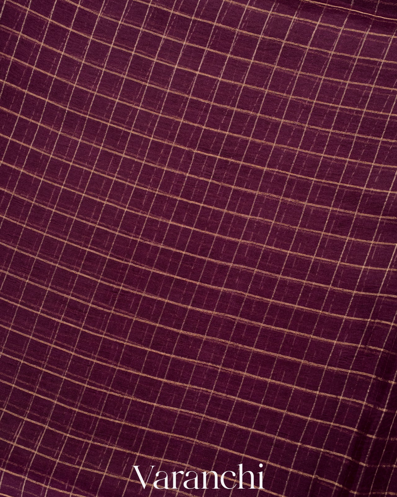Deep Wine Purple Pure Crush Kora Silk Saree 