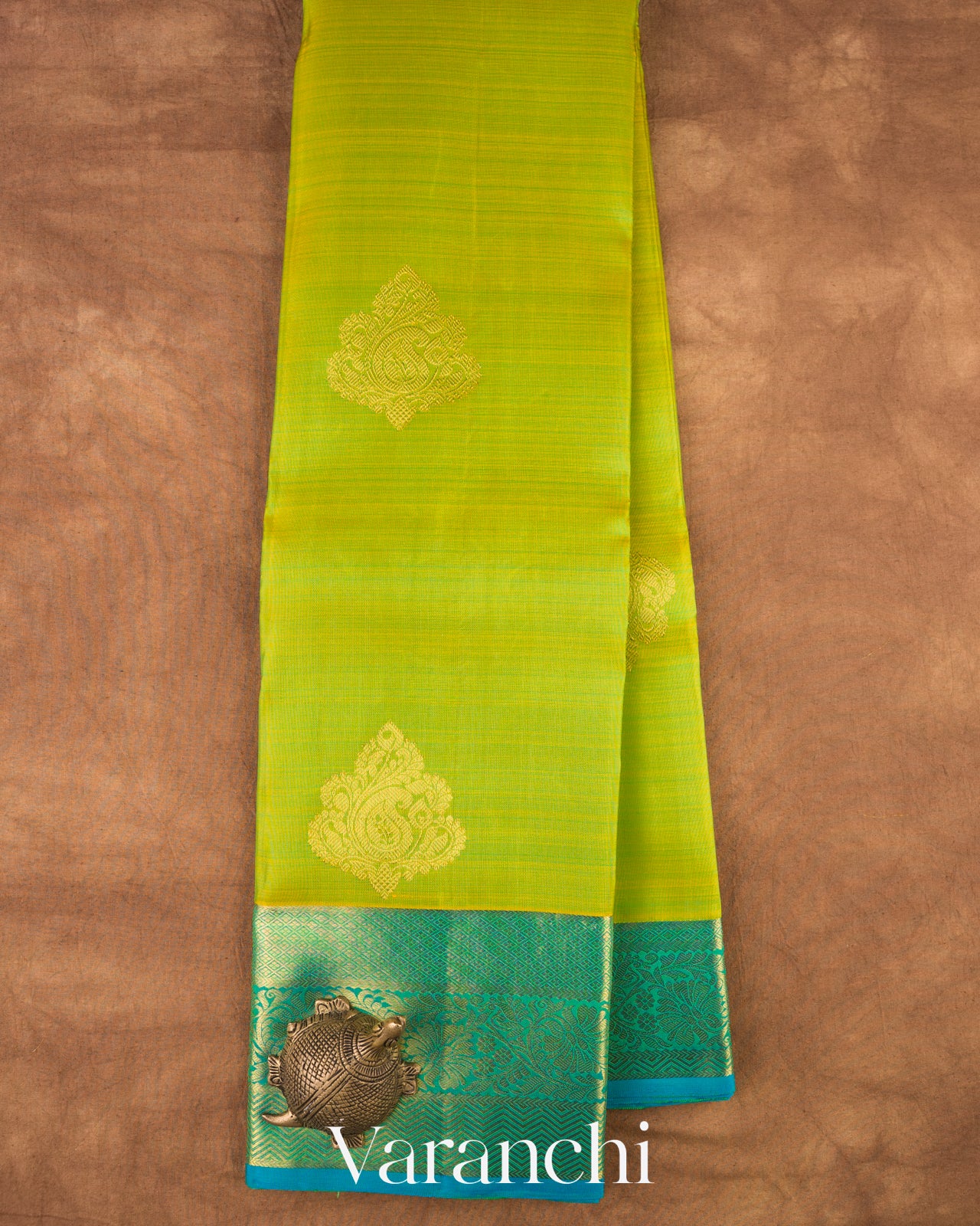 Olive Yellow Pure Kanchipuram Silk Handloom Saree