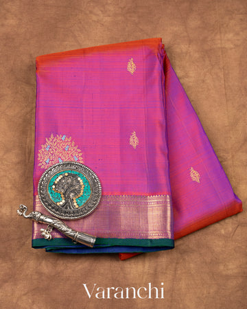 Magenta Dual Tone Pure Kanchipuram Silk Handloom Saree