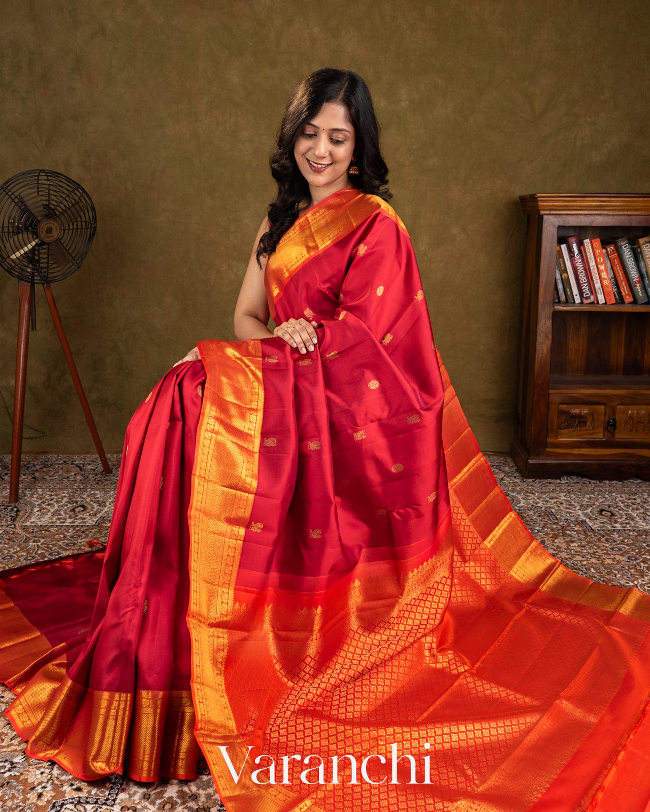 Vermilion Red Pure Kanchipuram Silk Saree