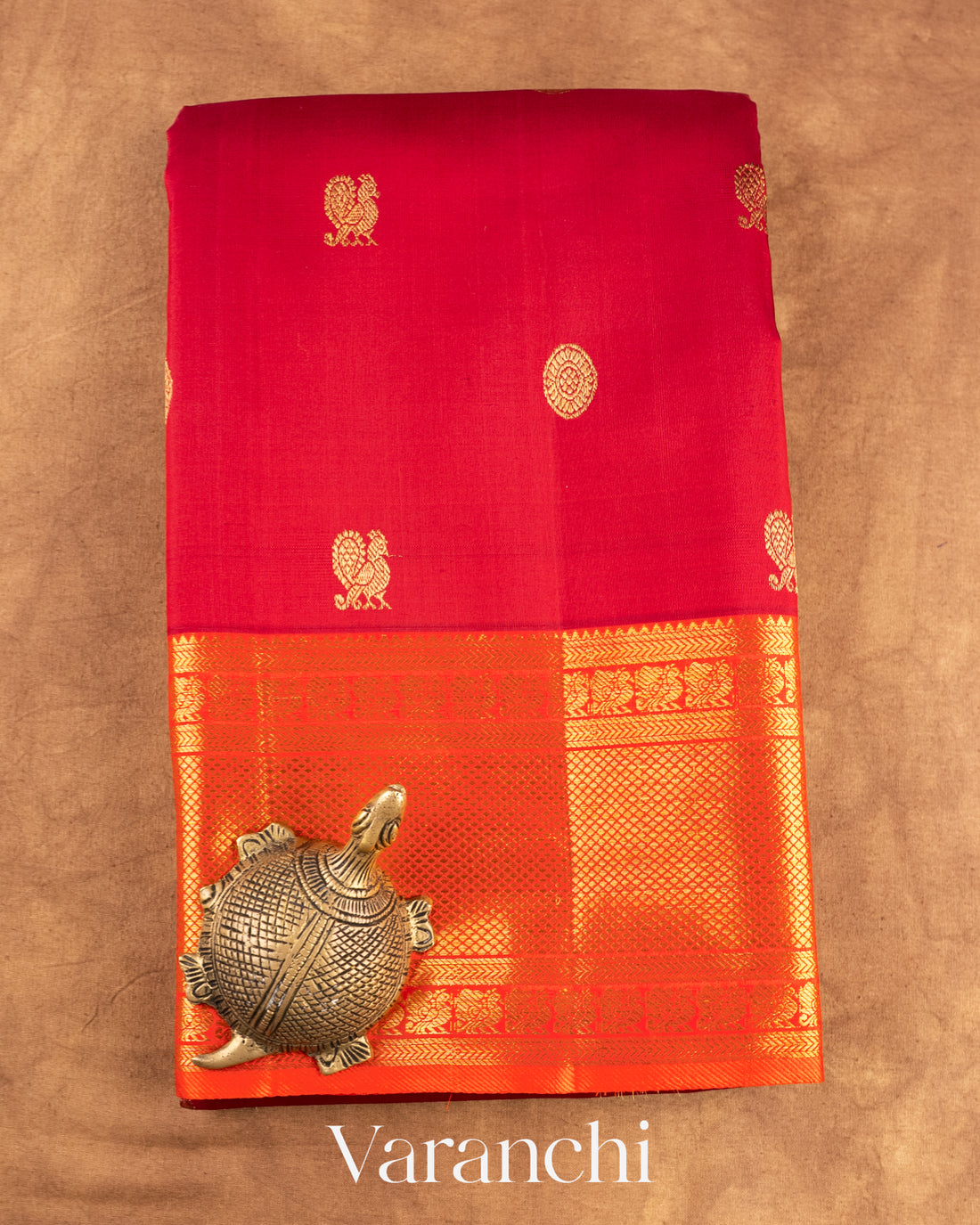 Vermilion Red Pure Kanchipuram Silk Saree