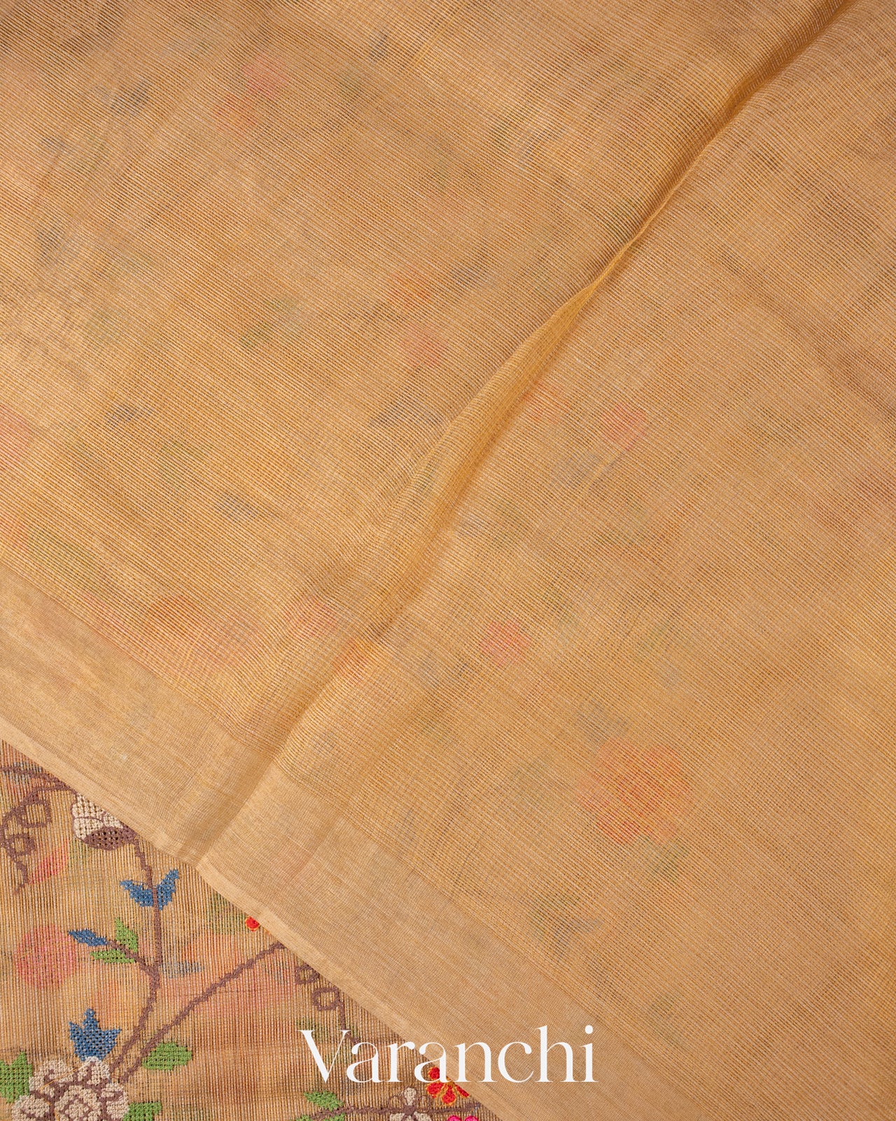 Golden Embroidered Pure Tissue Kota Silk Saree