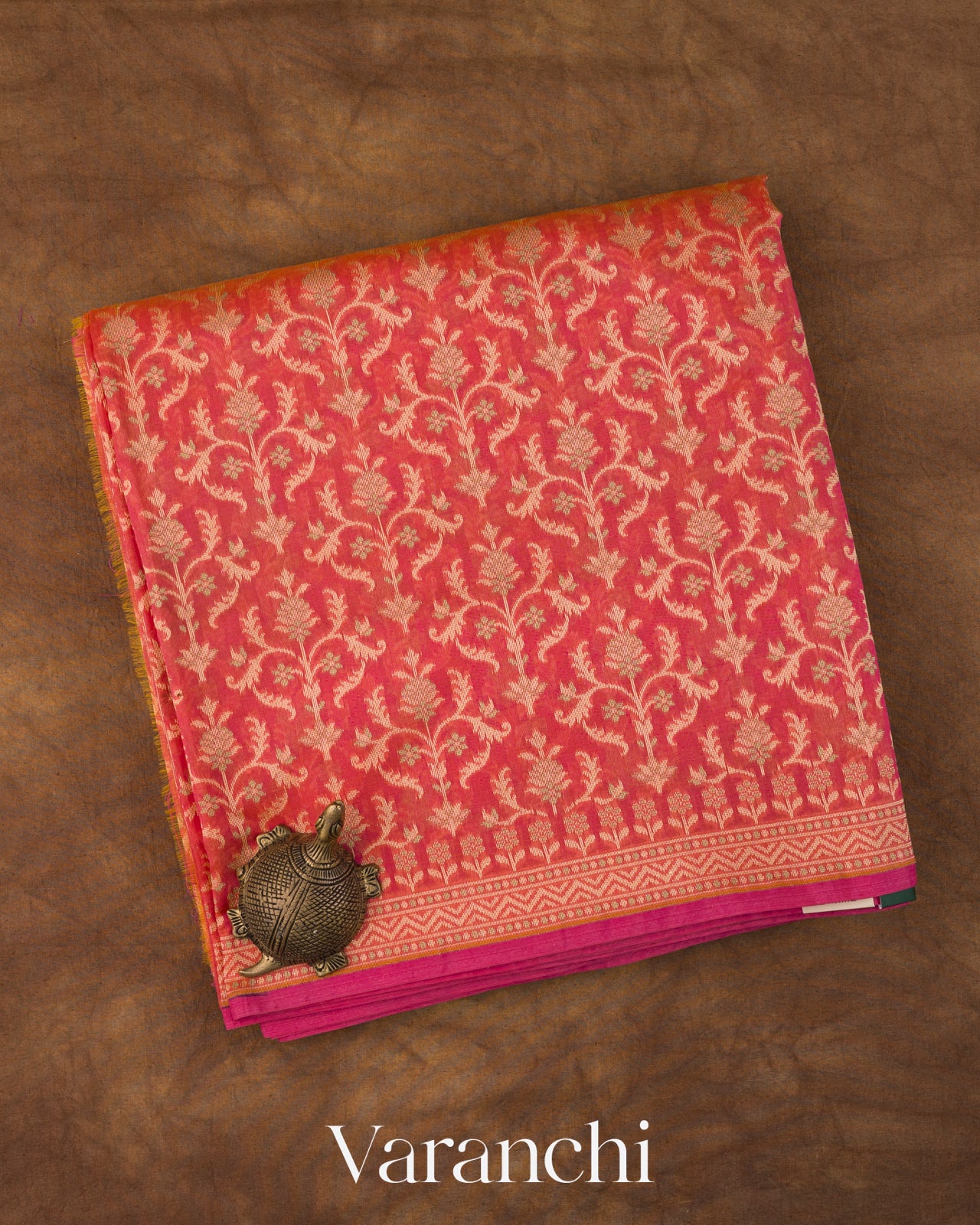 Coral Jamdani Pure Kora Silk Cotton Saree 