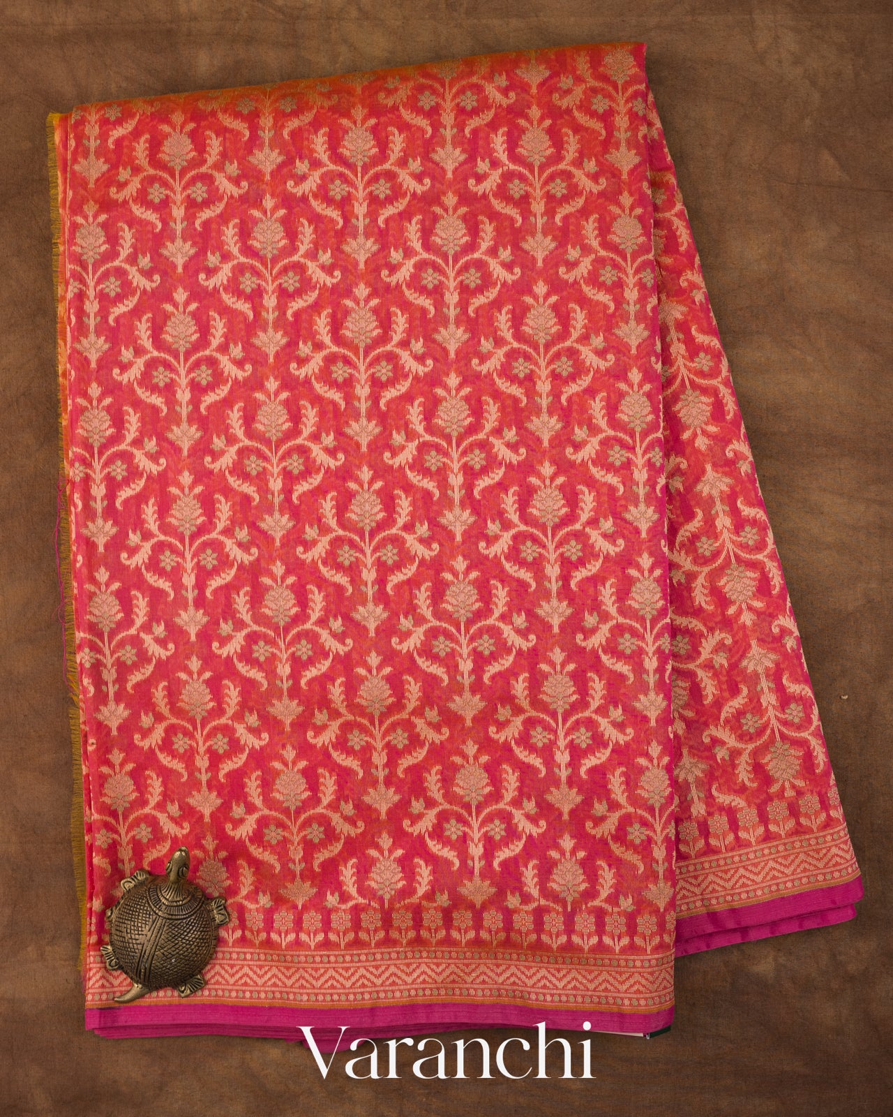 Coral Jamdani Pure Kora Silk Cotton Saree 