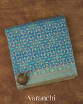 Muted Blue Jamdani Pure Kora Silk Cotton Saree 