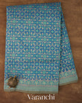 Muted Blue Jamdani Pure Kora Silk Cotton Saree 