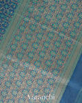 Muted Blue Jamdani Pure Kora Silk Cotton Saree 