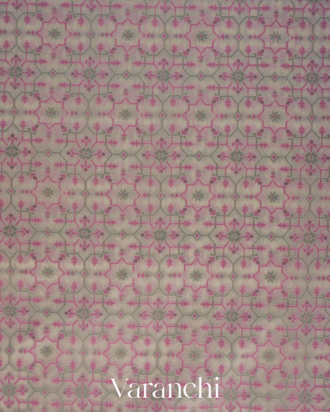 White and Pink Jamdani Pure Kora Silk Cotton Saree 