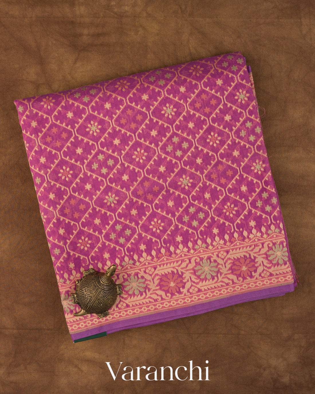 Onion Pink Jamdani Pure Kora Silk Cotton Saree 