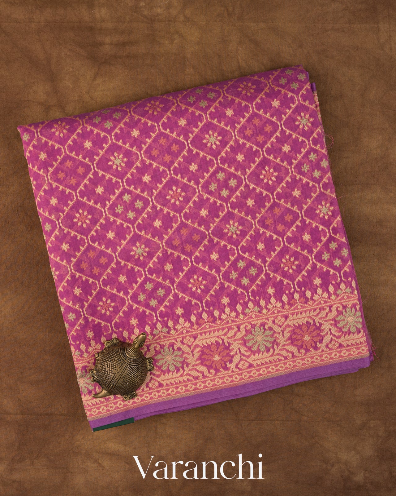 Onion Pink Jamdani Pure Kora Silk Cotton Saree 