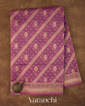 Onion Pink Lehariya Jamdani Pure Kora Silk Cotton Saree 