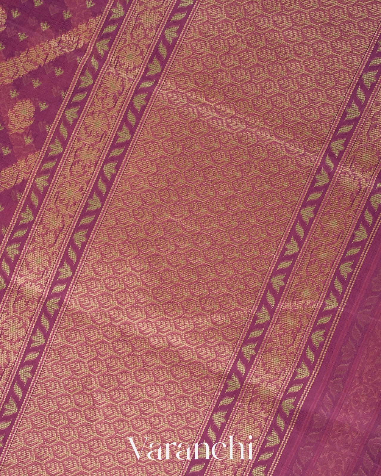 Onion Pink Lehariya Jamdani Pure Kora Silk Cotton Saree 