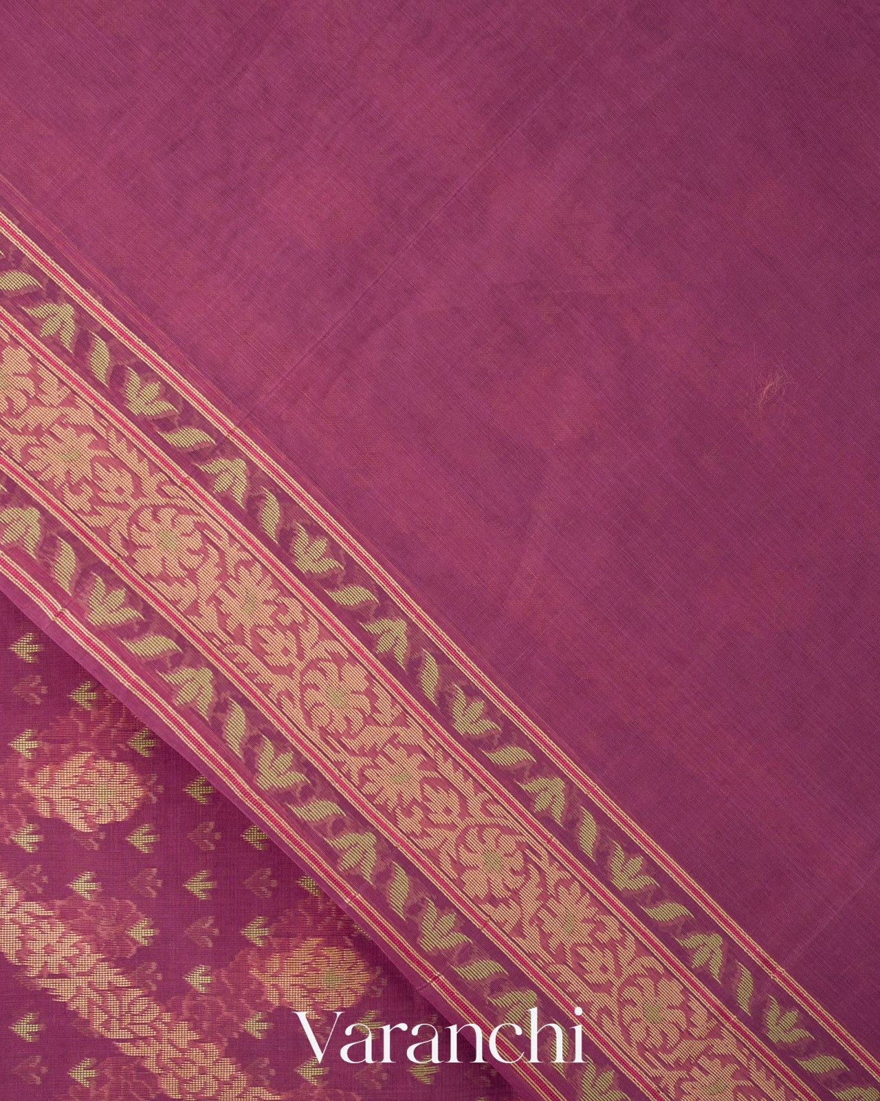 Onion Pink Lehariya Jamdani Pure Kora Silk Cotton Saree 