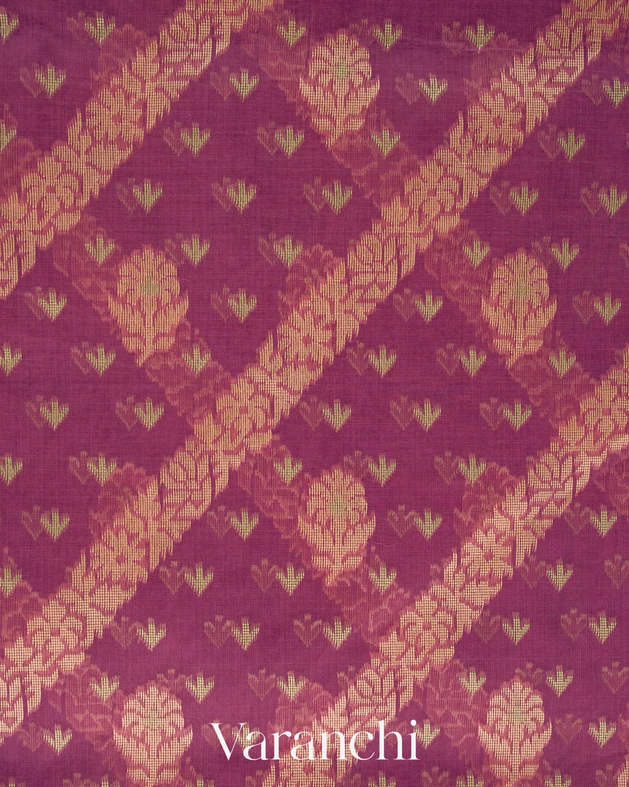 Onion Pink Lehariya Jamdani Pure Kora Silk Cotton Saree 