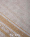White Lehariya Jamdani Pure Kora Silk Cotton Saree