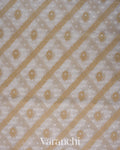 White Lehariya Jamdani Pure Kora Silk Cotton Saree