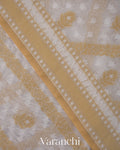 White Lehariya Jamdani Pure Kora Silk Cotton Saree