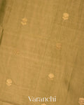 Olive Gold Pure Maheswari Silk Cotton Tissue Handloom Saree 