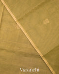 Olive Gold Pure Maheswari Silk Cotton Tissue Handloom Saree 