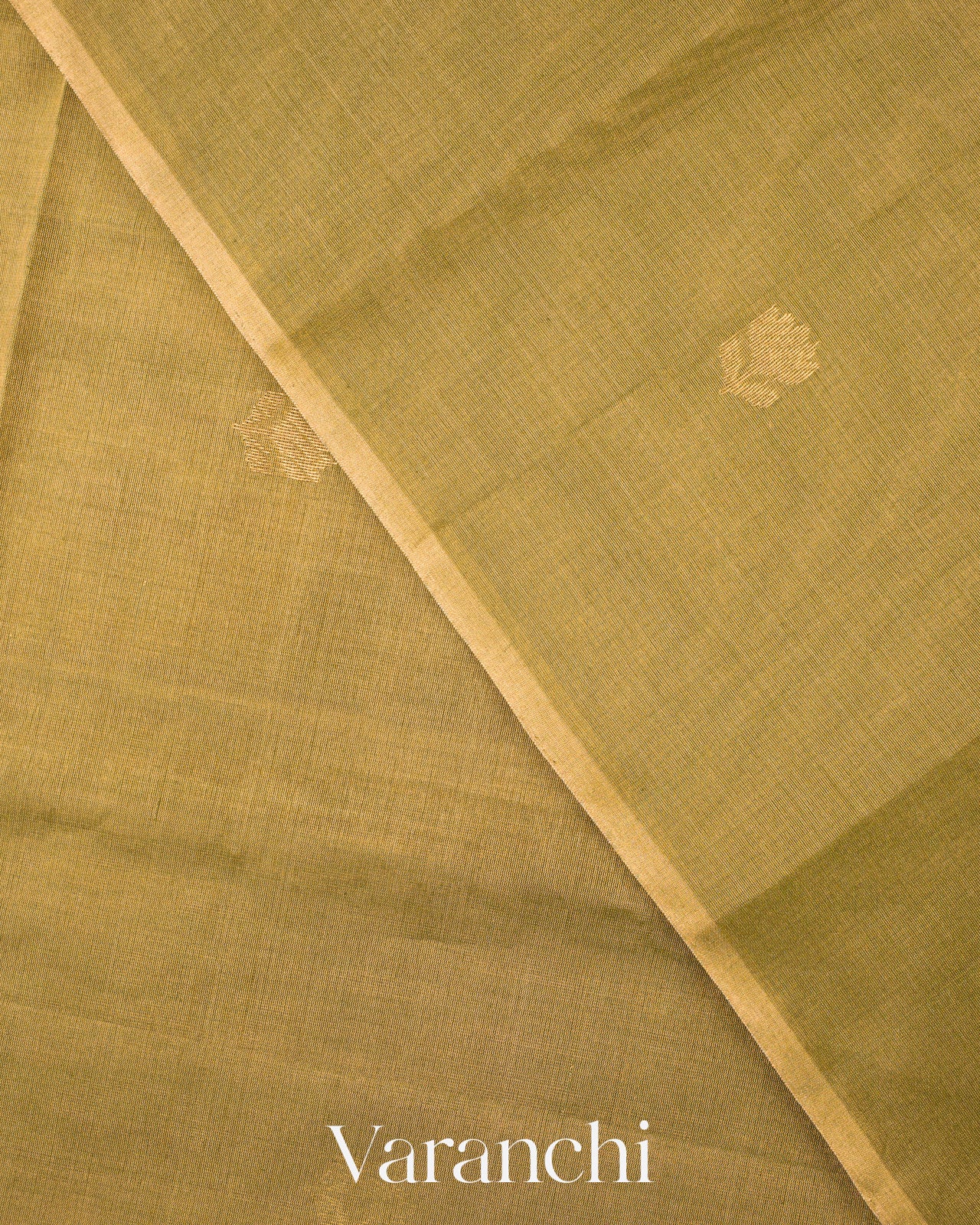 Olive Gold Pure Maheswari Silk Cotton Tissue Handloom Saree 