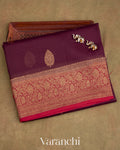 Deep Wine Pure Kora Silk Handloom Saree