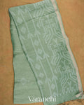 Sage Green Dhakai Jamdhani Pure Muslin Silk Handloom Saree