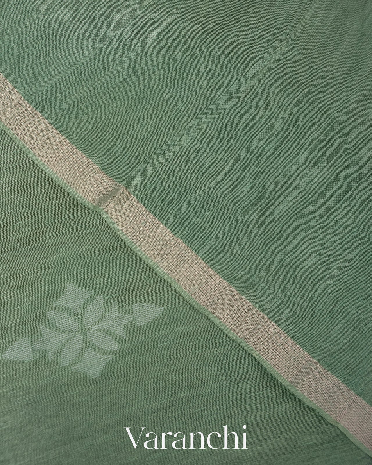 Sage Green Dhakai Jamdhani Pure Muslin Silk Handloom Saree