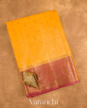 Turmeric Yellow Pure Tussar Silk Saree 