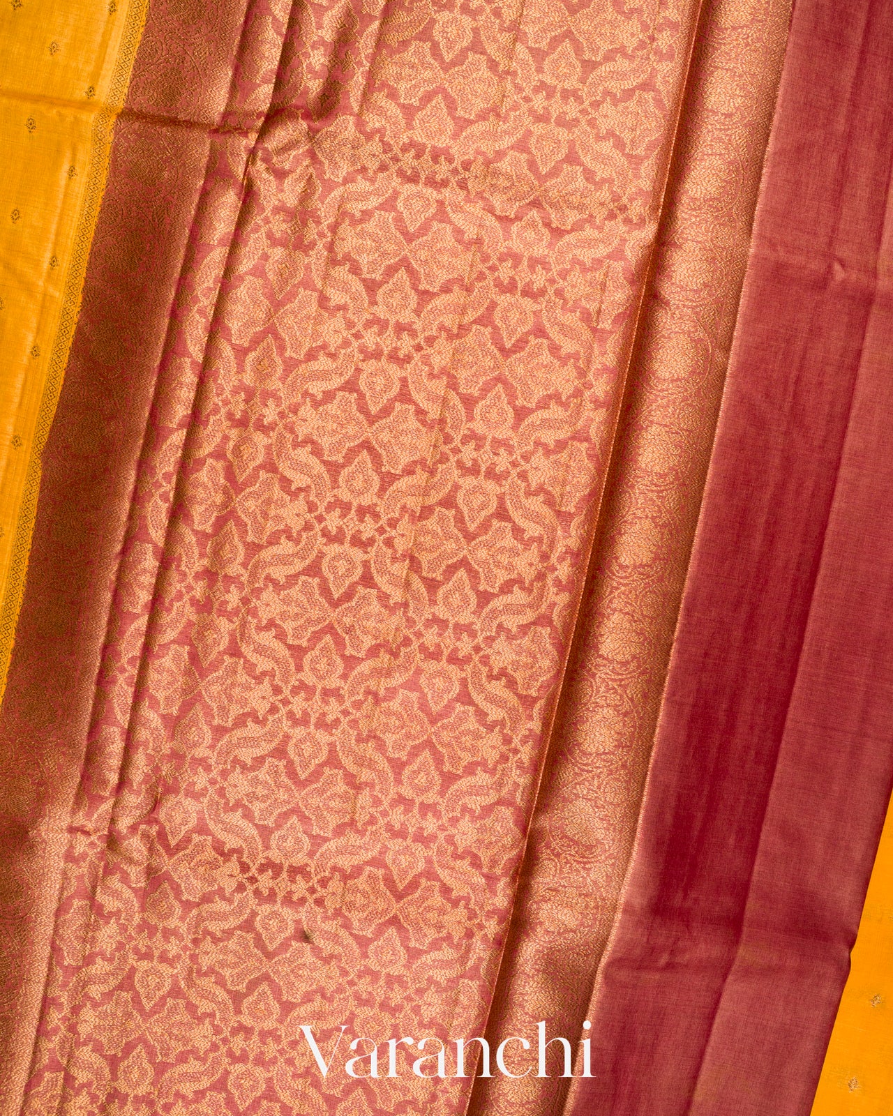Turmeric Yellow Pure Tussar Silk Saree 